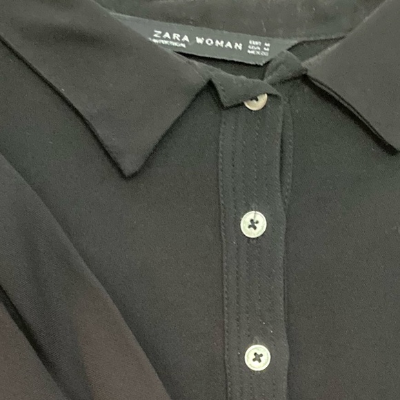Zara Woman Black Blouse w Gold Buttons - Picture 4 of 4